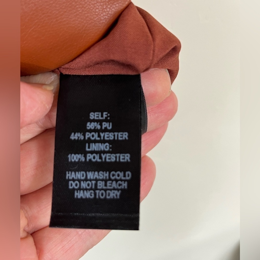 Lulu’s NWT Most Fab Vegan Leather Button-Front Lined Mini Skirt Clay Brown Sz L - Picture 14 of 15